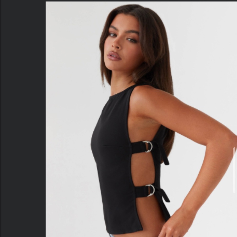 Peppermayo Black Sleeveless Cut Out Tank Top